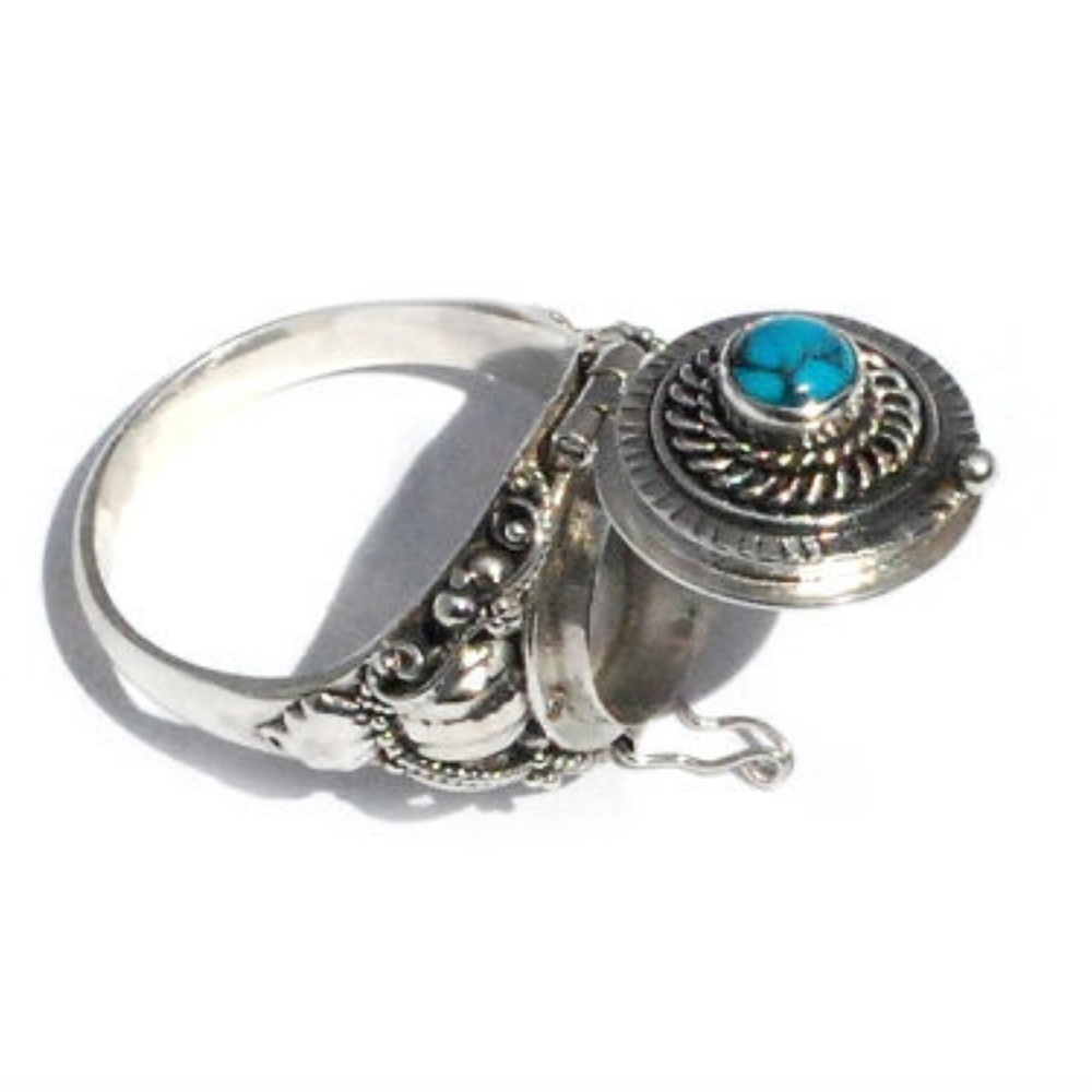 925 Poison Ring with Stabilized Turquoise - Picture 2 of 3